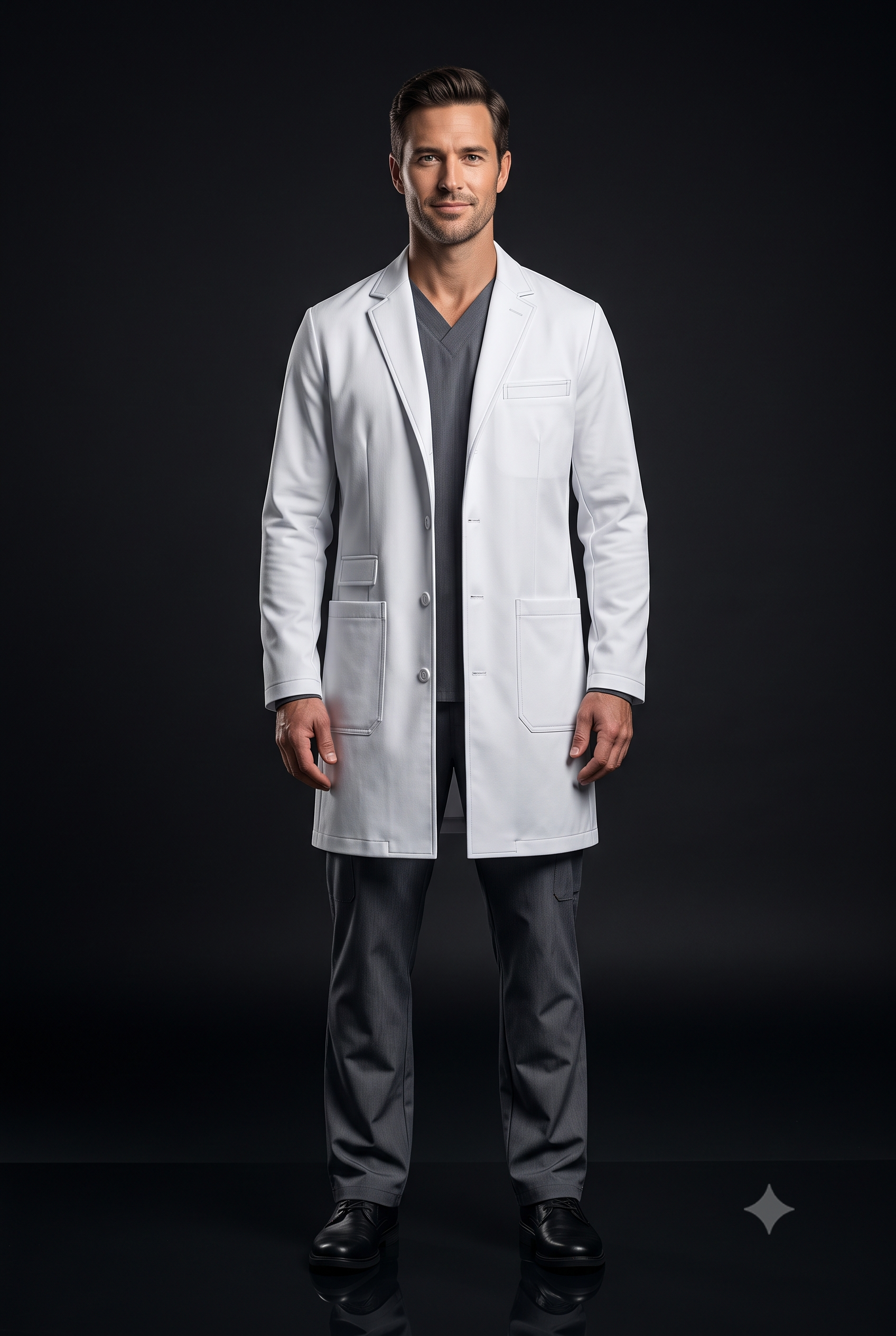 Gemini_Generated_Image_rb91murb91murb91 Professional White Men's Lab Coat - Image 1